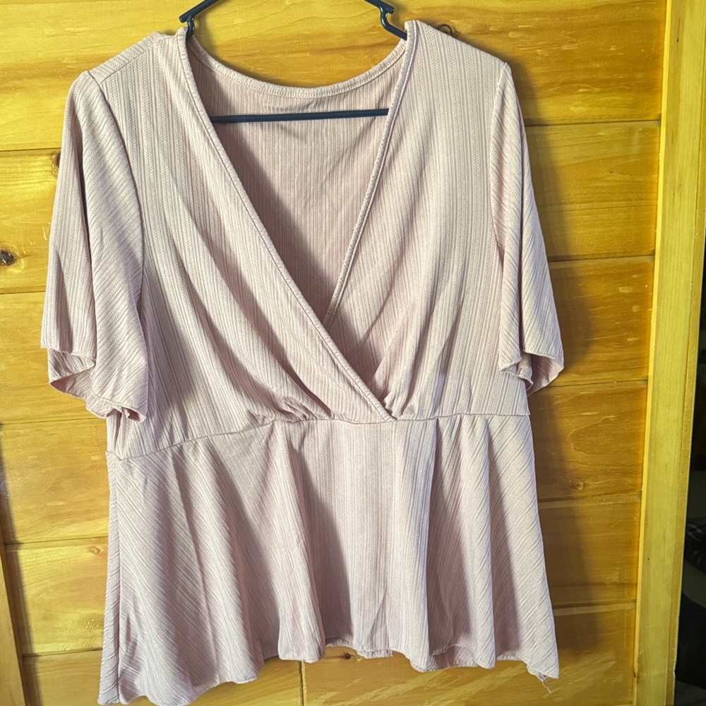 SHEIN Blush Pink V-Neck Blouse